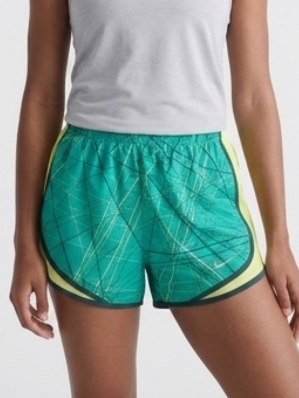 Nike Teal Athletic Shorts with Yellow Side Panels
